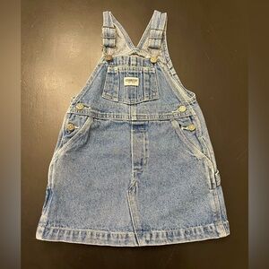 Oshkosh Medium Wash Blue Denim Overall Jean Jumper Dress Sz 3T